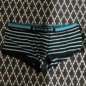 Black and Blue Striped Boxer Briefs with Fitted Design